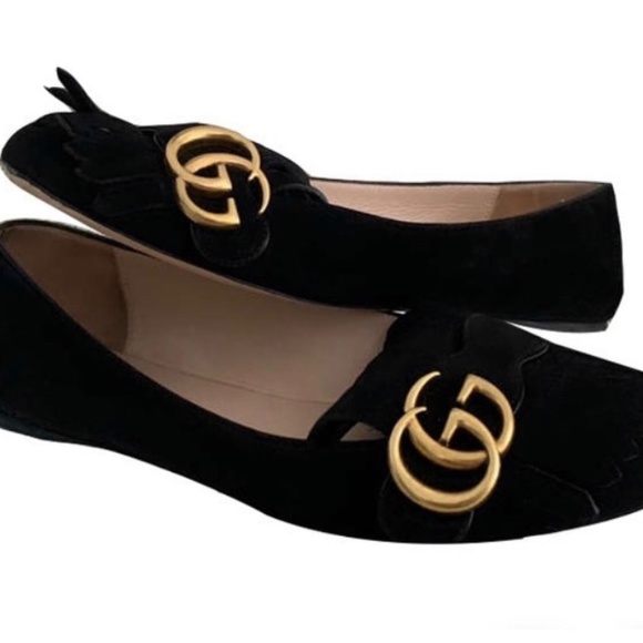 Gucci Black and Gold Flats - Picture 1 of 12